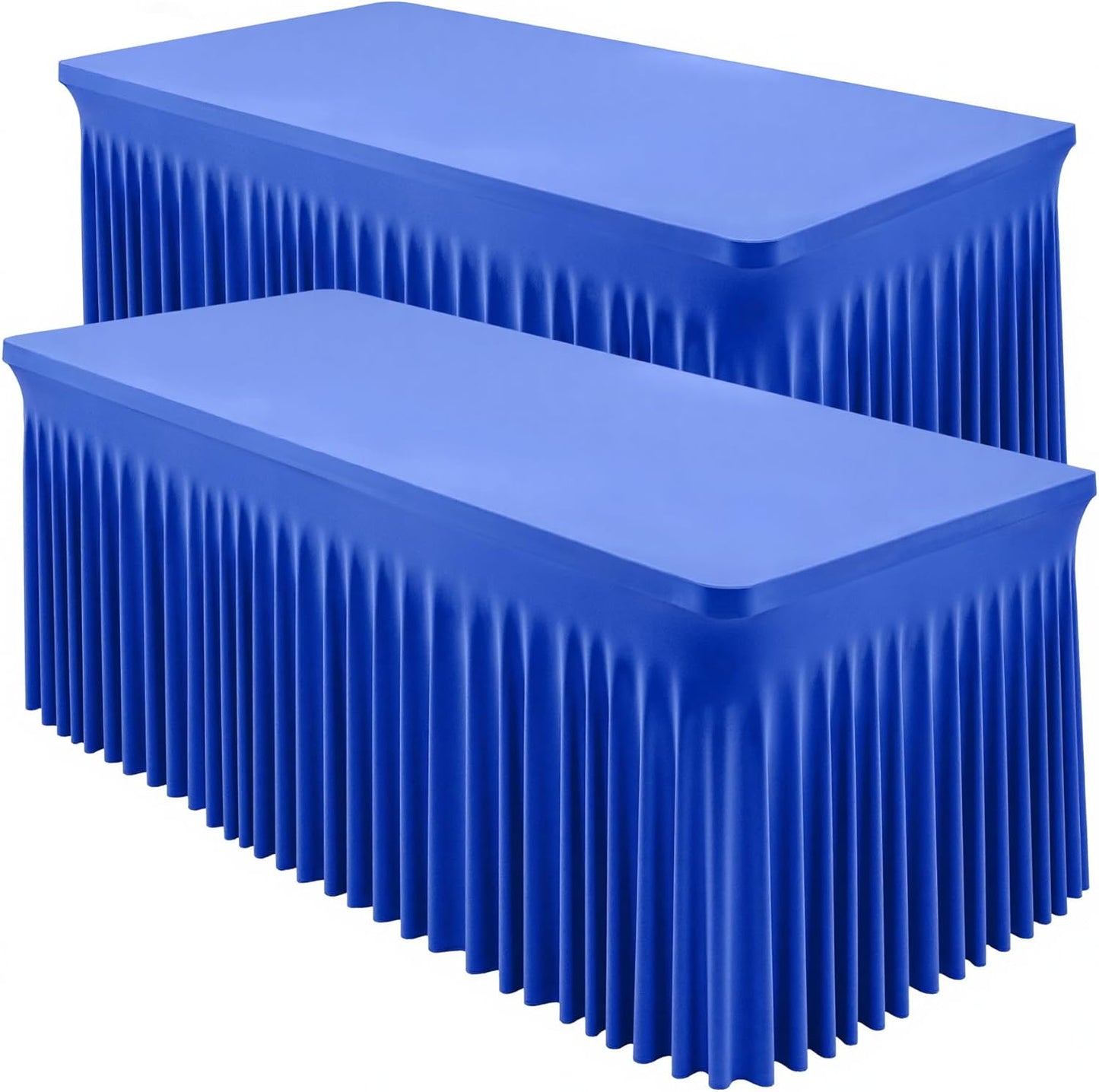 2 Packs Royal Blue Tableclothes for 4 Foot Rectangle Table,Wrinkle Free Spandex Tablecovers 4FT Stretch Fitted Table Cloth with Skirt for Birthday Parties Graduations Event Wedding Banquet