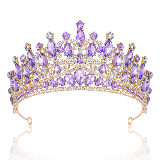 CAVETEE Birthday Crowns for Girls, Purple Tiaras and Crowns for Women and Girls Princess Crown and Tiara for Birthday Queen Parties Pageant Prom
