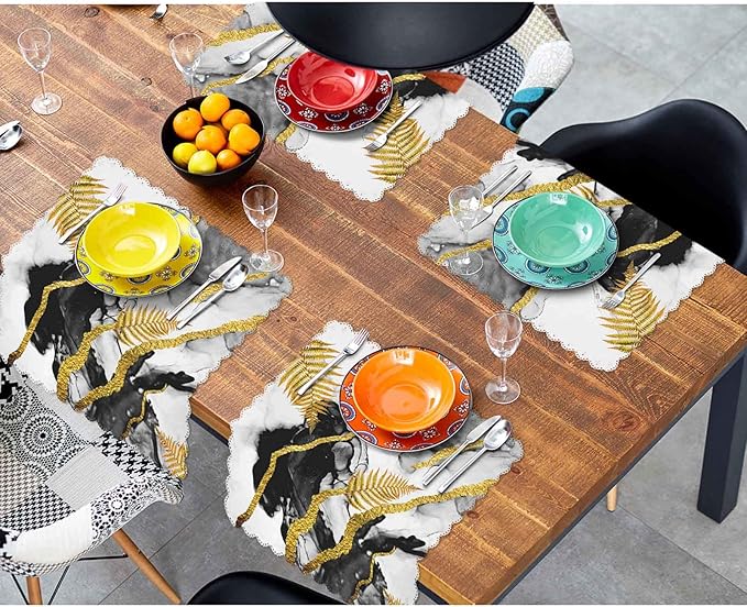 Yibeas Abstract Clouds Cloth Napkins Set of 4 Soft Ink Colors are Amazingly Bright, Luminous, Translucent, Free-Flowing Gold Polyester Dinner Napkin for Family Restaurant Weddings Parties