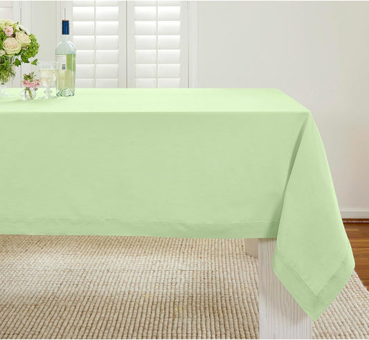 Solino Home Linen Tablecloth for Rectangle Tables 60 x 120 Inch - 100% Pure Linen Pastel Green Table Cloth - Fete, Machine Washable Cloth Tablecloth