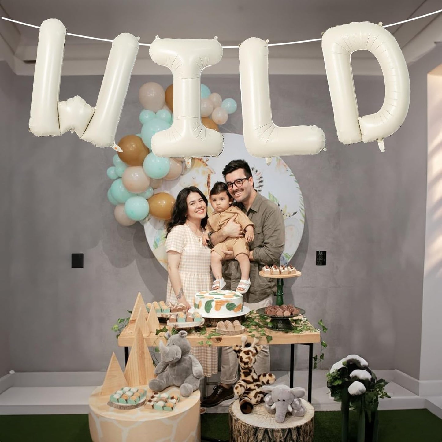 Beige WILD Balloons for Wild One Party Decorations, 40 Inch Cream White Sand WILD Balloon Letters, Ivory Alphabet WILD Balloon for Kids Boys Girls Two Wild Birthday Baby Shower Party Decorations