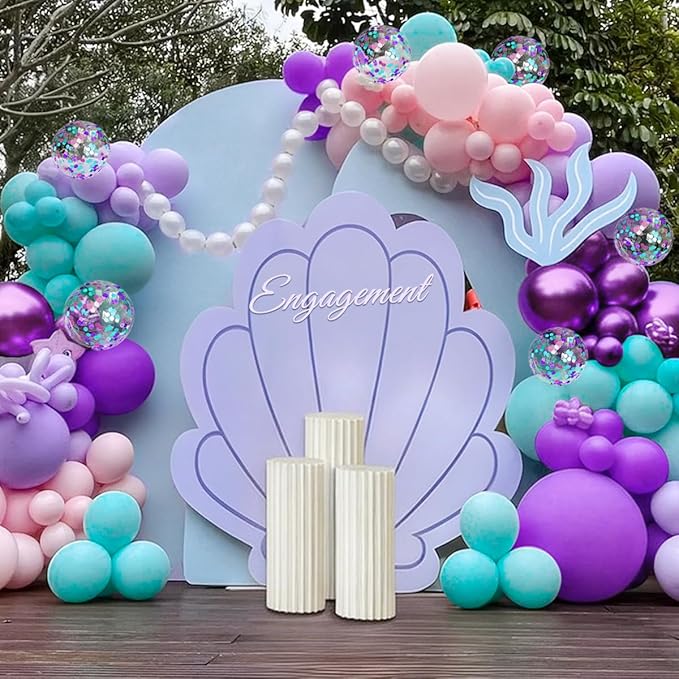 Mermaid Balloon Garland Arch Kit, 167Pcs Cotton Candy Pink Lavender Lilac Metallic Purple Teal Blue Latex Balloons for Women Girl Birthday Baby Shower Ocean Themed Party Decorations