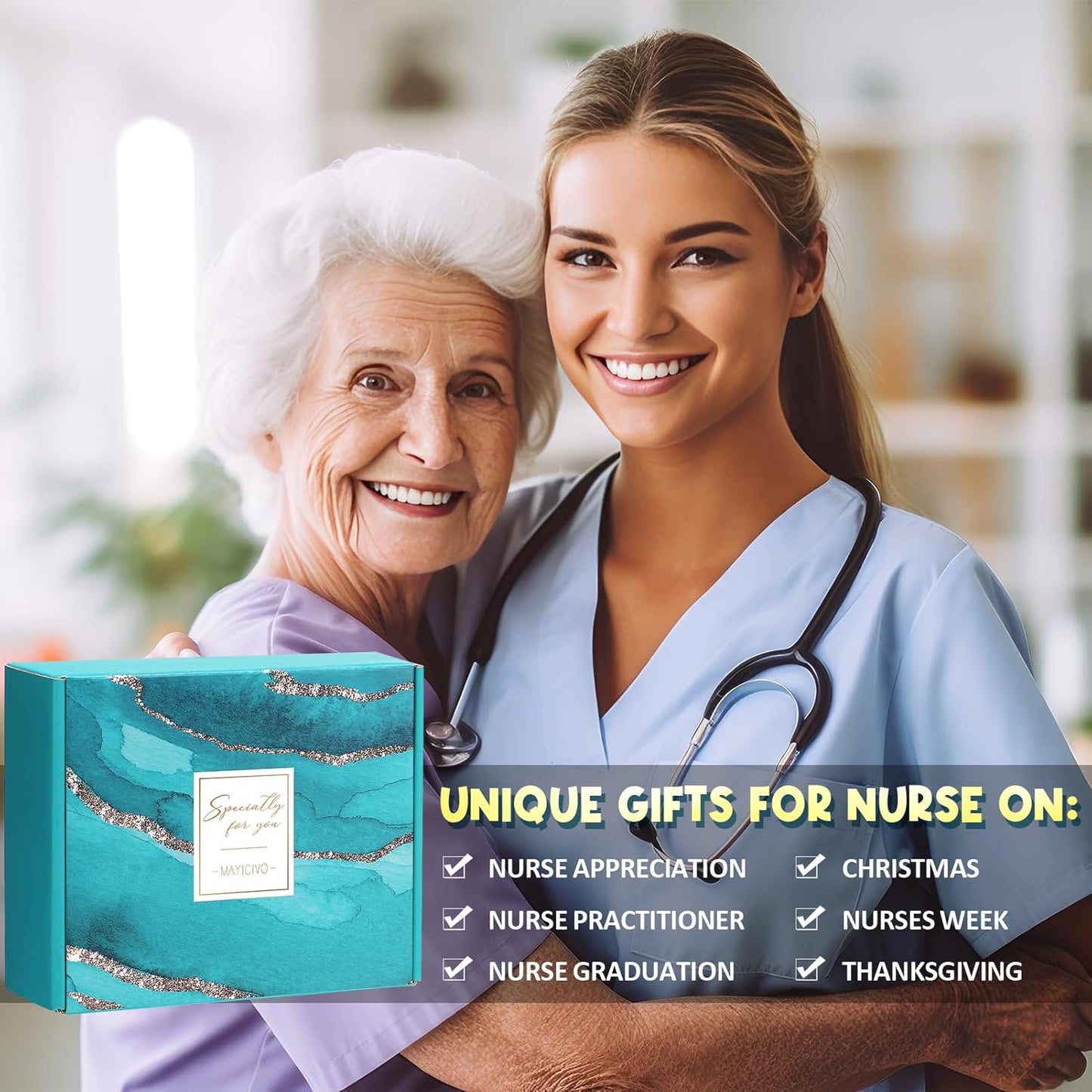 Nurse Gifts for Women, Christmas RN Gifts for Nurses Female, Best Nurse Practitioner Gift for Women Funny School Nurses Appreciation Graduation Gift Basket for Nursing Student with Canvas Tote Bag