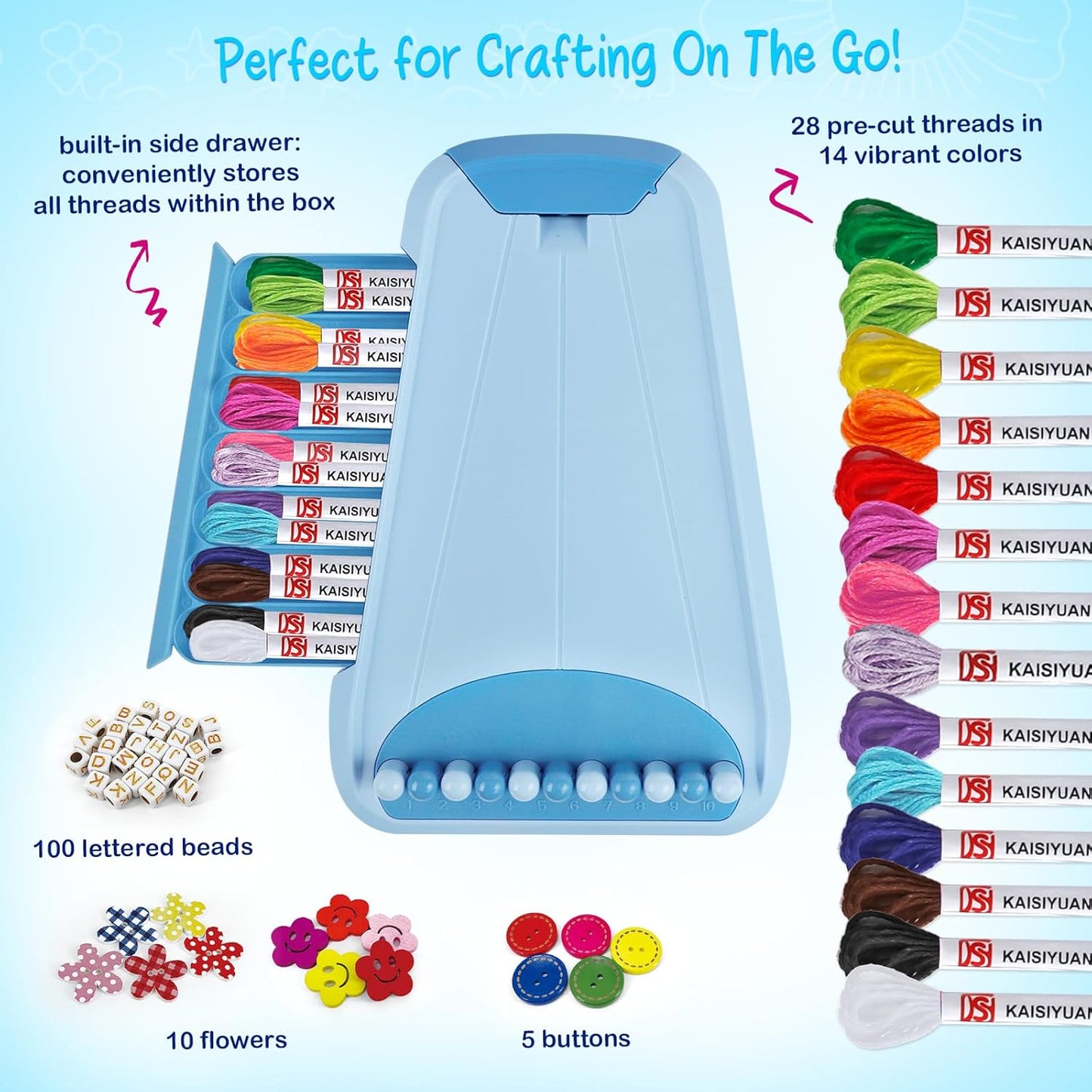 Bracelet Making Kit for Girls - Friendship Bracelet Kit - Christmas Gifts for Ages 6 7 8 9 10 11 12 Year Old Girl Birthday Gifts, Arts and Crafts for Kids Ages 8-12 Teen String Bracelets DIY Maker
