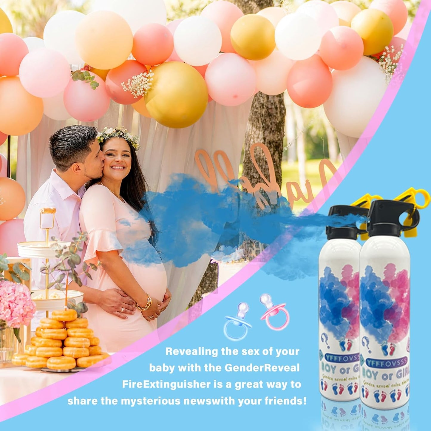 Gender Reveal Fire Extinguisher-2 Packs Blue Gender Reveal Smoke Spray Set for Baby Boy-Biodegradable Party Supplies Ideas & Decorations for Baby Shower (Blue Small)