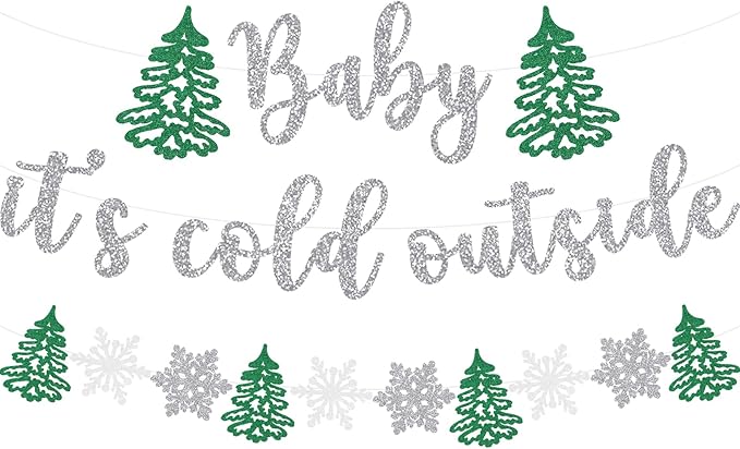 Baby It's Cold Outside Banner Christmas Baby Shower Decoration Winter Holiday Snowflake Welcome Newborn Party Supplies