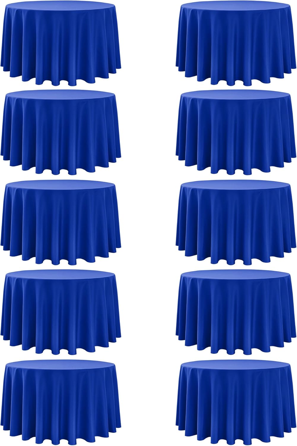 10-Pack Royal Blue Round Tablecloths, 108 Inches, Stain-Resistant Polyester for 4-5 Ft Round Tables - Washable Table Covers for Weddings, Banquets, Birthday Parties, Events