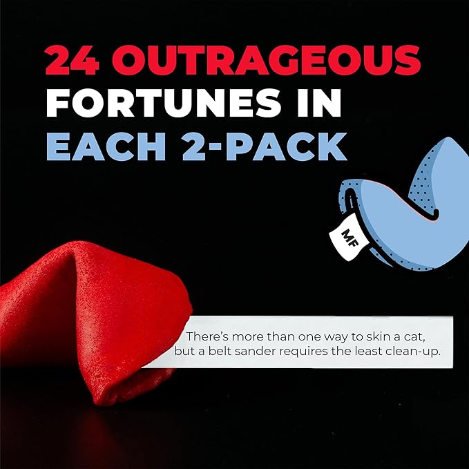 Miss Fortunes, Funny Fortune Cookies, The Two-Pack Shakur, Written by Professional Comedy Writers! (Multi-pack of 2 Dozen Cookies) (Fortunes Against Humanity + Sassy Dozen) One Adult-Oriented, One Safe For All Ages
