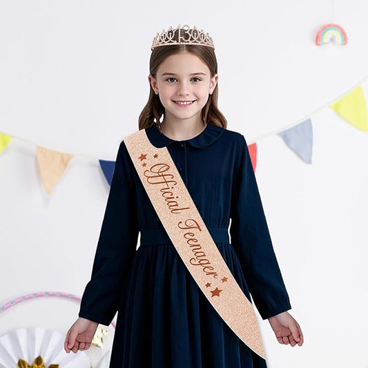 13th Birthday Decorations for Girls with Rose Gold Sash, Tiara,Numbers Candles, Sincere 13th Birthday Gifts for Girls