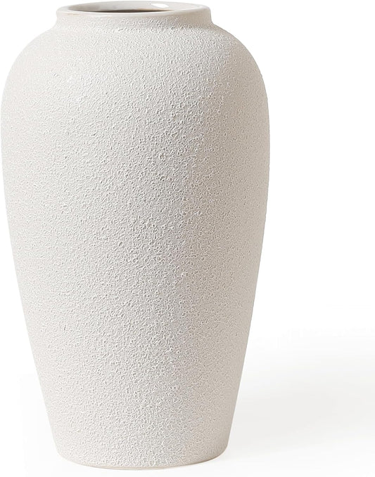 Kokrose Rustic Ceramic Table Vase, 11.8" Vintage Clay Tall Floor Ceramic Terracotta Vase for Table Centerpieces, Large Textured Farmhouse Decorative Vases for Home Decor