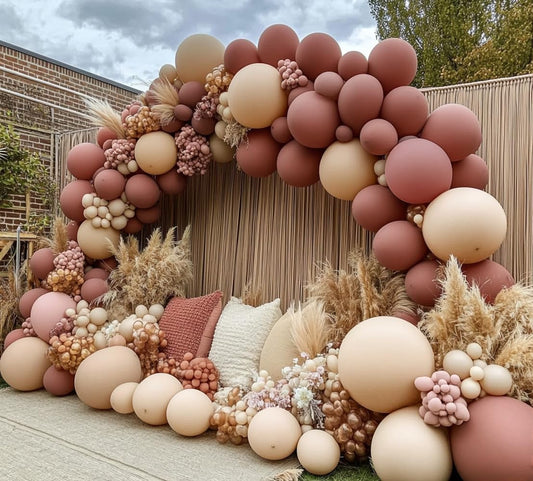 Boho Balloons Pink Nude Balloon Garland Double Stuffed Matte Cream Dusty Rose Balloon Arch Kit for Birthday Baby Showers Wedding, Bridal, Baptism, Fall, Thanksgiving, Autumn Party Decorations