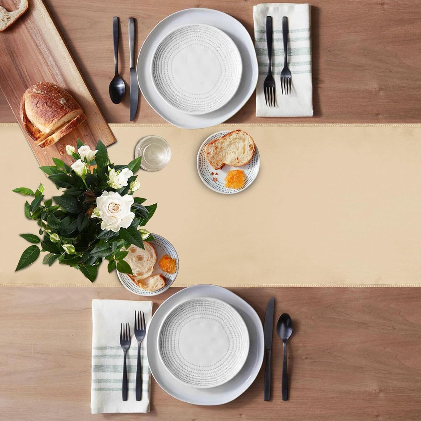 10 Pack Satin Table Runner 12 X 108 Inch Silk Table Runner for Party,Wedding, Birthday, Banquets,Decoration(Champagne)