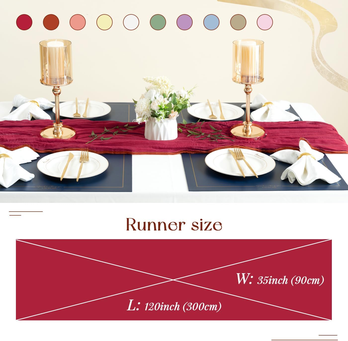 Sioloc Burgundy Red Cheesecloth Table Runner Fall Autumn Decor for Home 10ft Table Cloth for Wedding Birthday Party Bridal Shower Christmas Halloween Thanksgiving
