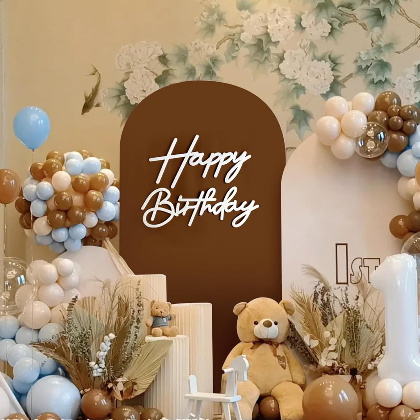 Happy Birthday Sign for Arch Backdrop - Felt Happy Birthday Letter Sign for Balloon Banner Party Backdrop Girls Boys Birthday Background for Baby Shower Photography Wall Decorations - White