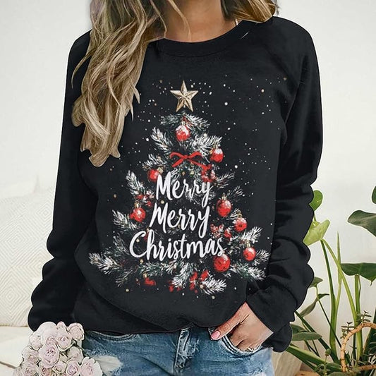 LOAIHA Christmas Sweatshirts for Women Christmas Tree Graphic Shirt Xmas Long Sleeve Merry Christmas Pullover Blouse