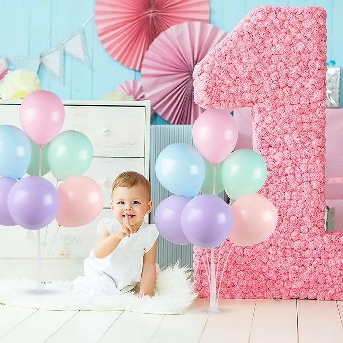 Balloon Stand Kit (4 Sets) - Durable Balloon Sticks with a Sticky, Stable Base for Tabletop Decorations, Perfect for Weddings, Birthdays, Baby Showers, and Graduation Parties.