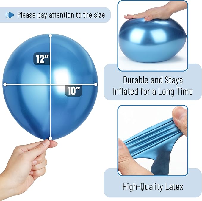 Mr. Pen- Metallic Balloons, 12 Inch, 54 Pack, Metallic Blue Balloons & Confetti for Birthday Party