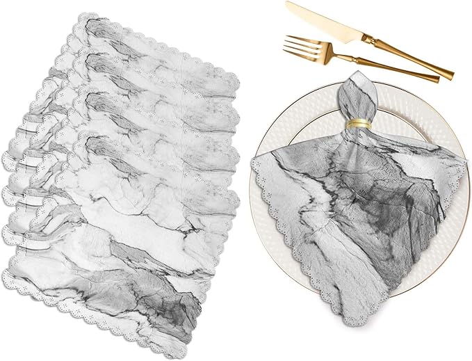 Grey Marble Texture Cloth Napkins Set of 4 Soft Mineral Rock Textures Polyester Dinner Square Napkin for Family Restaurant Weddings Parties 18 x 18 inch
