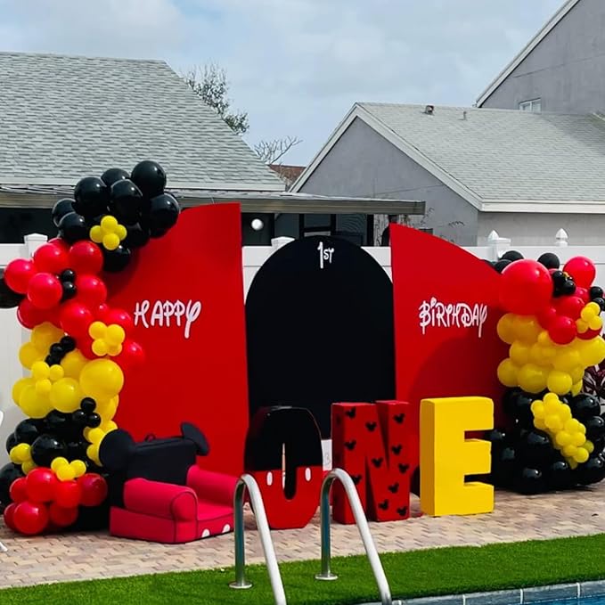 YMSZ Red Black Yellow Balloons Arch Kit, 134Pcs Red and Yellow Latex Balloons for Birthday, Baby Shower, Graduation Party Decorations