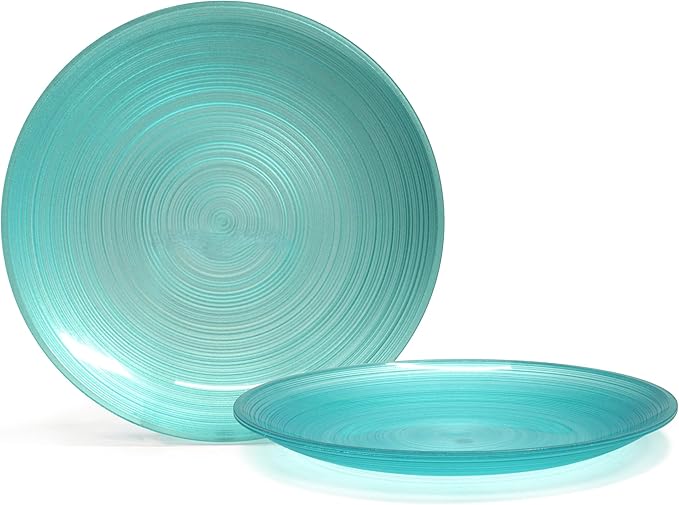 OCCASIONS 50 Plates Pack (25 Guests) Aqua Blue Disposable Plastic Plates for Party Wedding - 25 x 10" Dinner + 25 x 7" Salad Dessert Plates Premium Vintage Design - Belize in Aqua