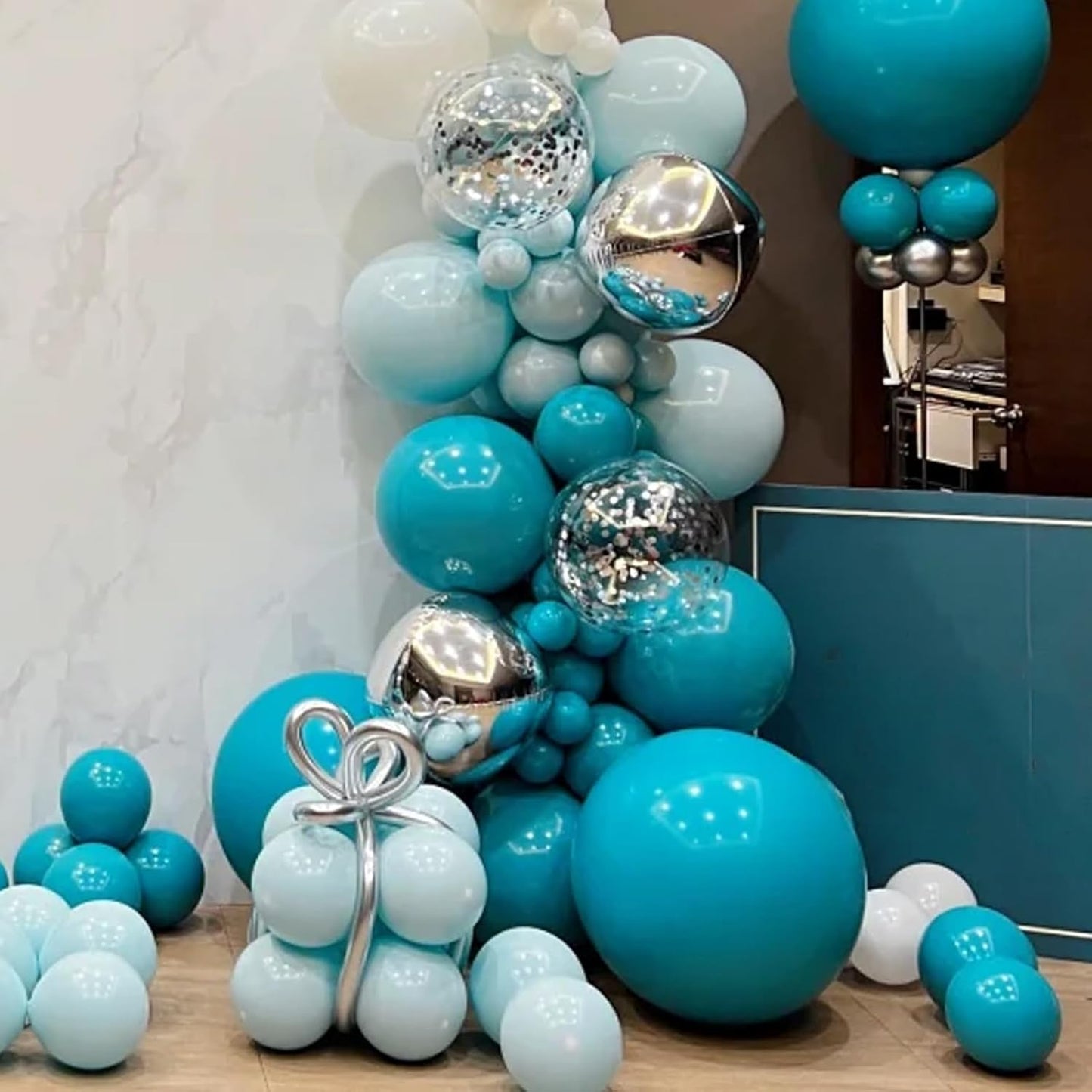 105pcs Peacock Blue Balloons 12inch Party Latex Balloons for Boys Girls Birthday Baby Shower Gender Reveal Wedding Sunflower Party Decorations