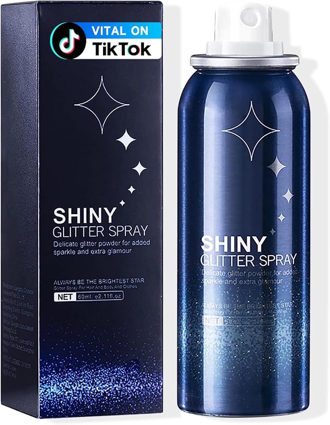 HANYWIL Body Glitter, Glitter Spray for Hair and Body, Spray, Hairspray Clothes, Long-Lasting Shimmer Suitable Stage, Festival Rave Makeup Prom 2.11 Fl Oz