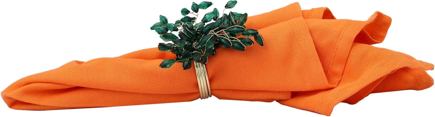 Napkin Rings Set of 12 for Dining Table Decoration Parties Everyday Metal Napkin Holder Leaf Dark Green (Pack of 12)