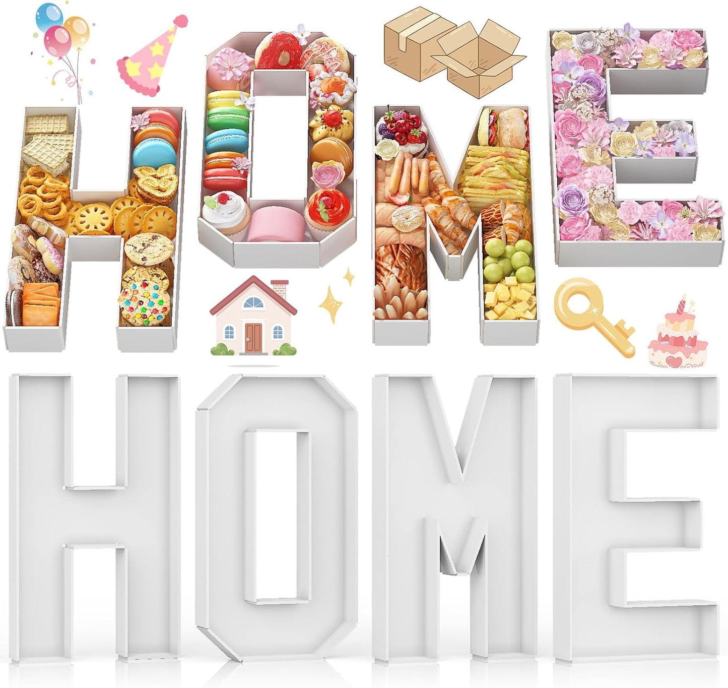 HOME Cardboard Letters for Housewarming Party Decorations, 13.7 Inch Charcuterie Letters Fillable Paper Mache Letter Trays for House Warming Decoration Party, Charcuterie Letter Fillable for New Home