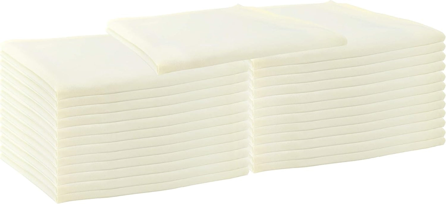 Arkwright Restaurant Cloth Napkins - (Pack of 25) Spun Polyester Dinner Napkin with Hemmed Edges - Ideal for Dinner, Wedding, Party, Banquet, Kitchen, 20 x 20 in, Ivory