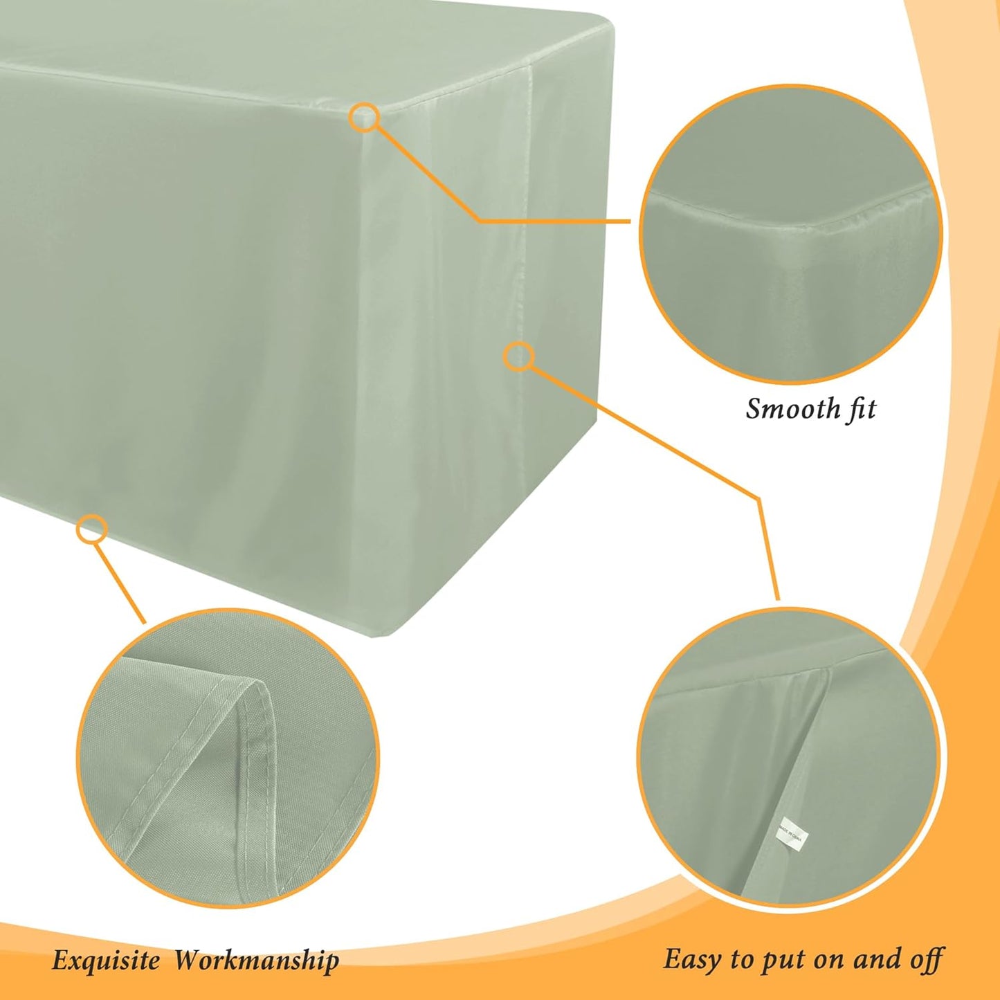 Obstal 2 Pack Table Clothes for 8 Foot Rectangle Tables - Water Resistant Washable Fabric Polyester Rectangle Table Cover Protector for Wedding, Banquet and Trade Shows, 96L x 30W Inches, Sage Green