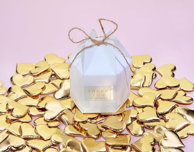 ONLYKXY 200Pcs 3.5cm Big Sponge Confetti Decor Glitter Flower Heart Shape Petals Table Decoration for Wedding Party Valentine's Day Scatter Ponge Petal Confetti (Golden)