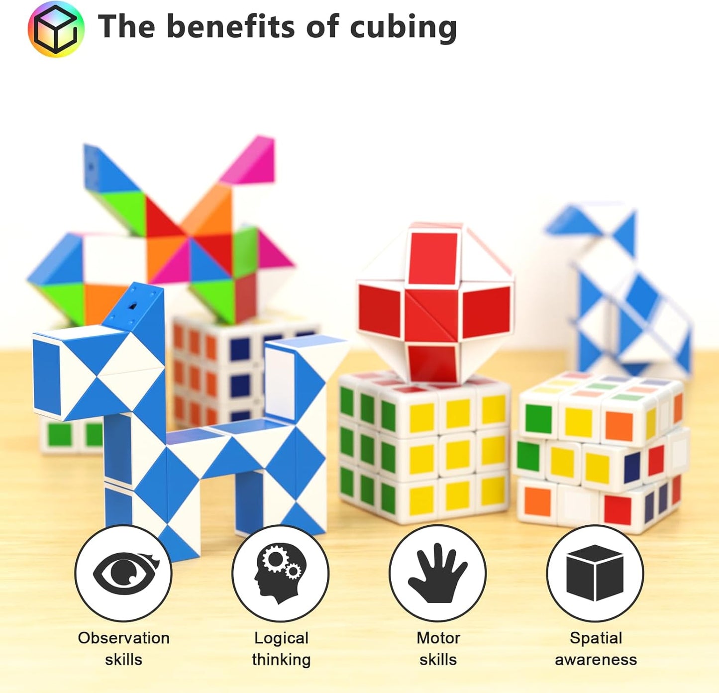 Vdealen 48 Pack Mini Cube&Fidget Snake Cube Puzzle Party Favors for Kids, School Rewards&Classroom Prize for Students, Goodie Bag Stocking Stuffers, Gift for Birthday Valentine Easter Christmas