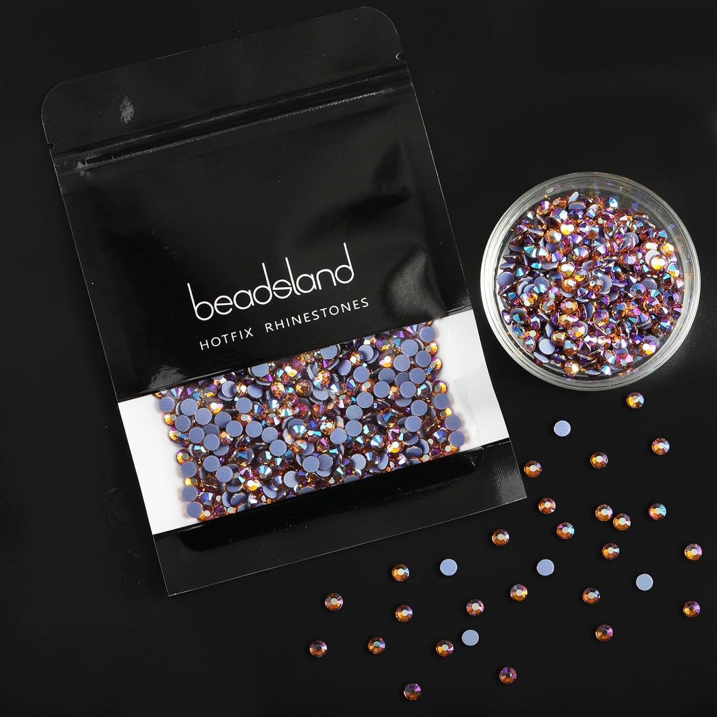 Beadsland Hotfix Rhinestones, 1440pcs Flatback Crystal Rhinestones for Crafts Clothes DIY Decoration, Topaz AB, SS12, 3.0-3.2mm