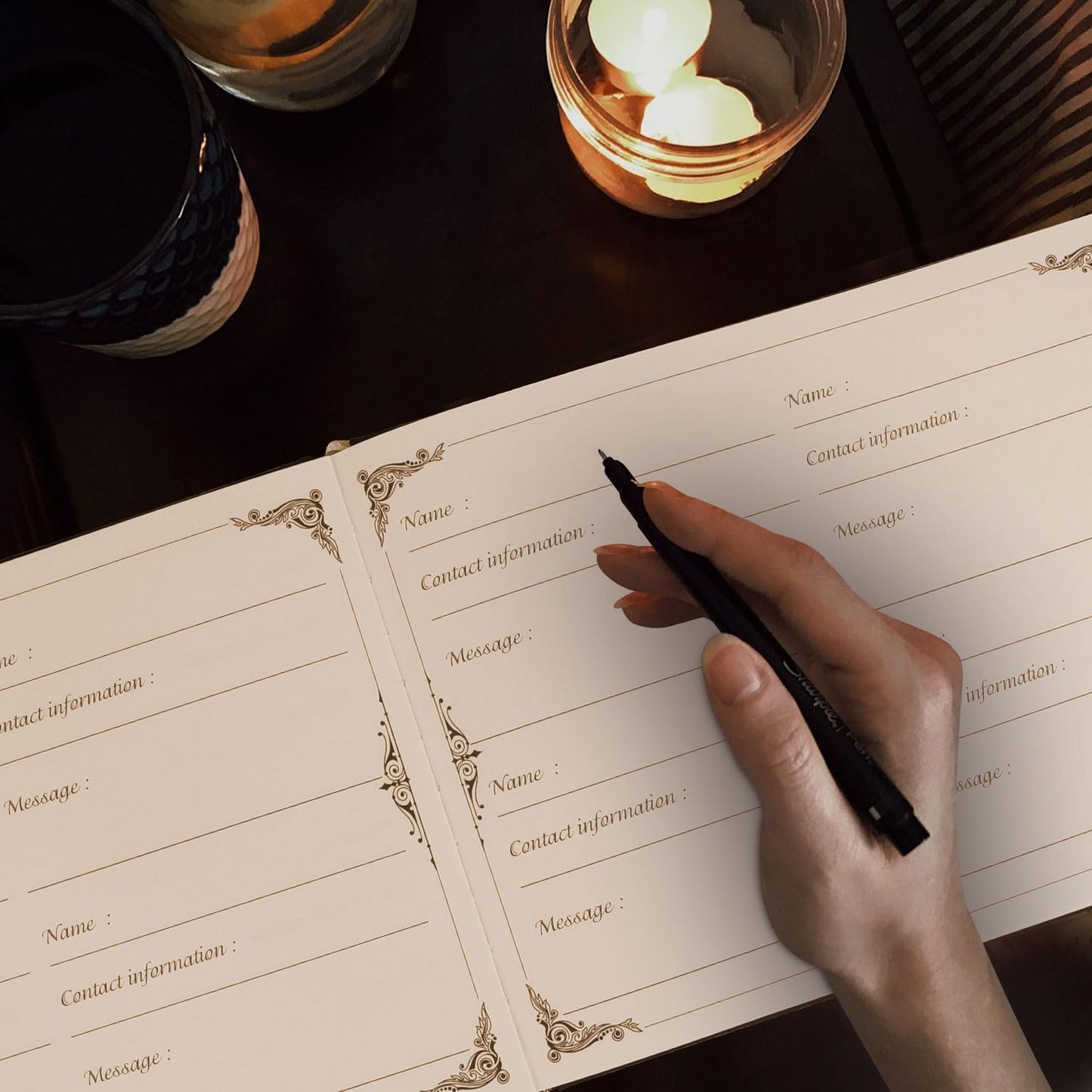 Funeral Guest Book for Memorial Service, in Loving Memory Guest Book with Table Sign, Pen and Box, Guest Sign in Book for Funeral Service, Elegant Black Memorial Books for Celebration of Life