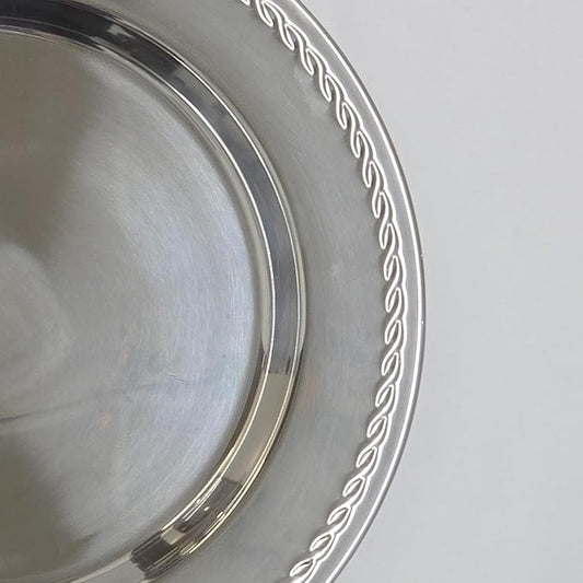 13-Inch Stainless Steel Twist Pattern Charger Plates, 6 Pcs Silver Dinner Plate Chargers, Round Server Ware Charger Plate