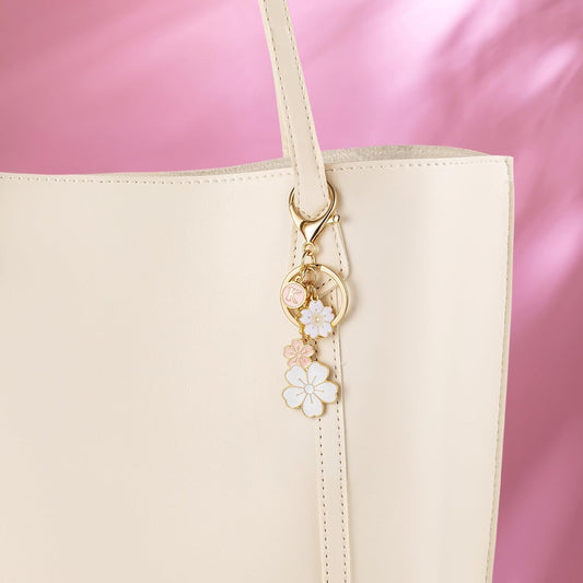 SELOVO Initial Keychain Flower Charms for Key Cute Pink Letter Keyring for Backpack