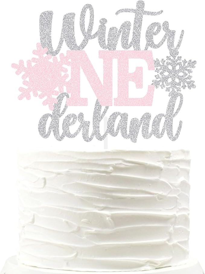 Winter Onederland Cake Topper Snowflake First Birthday Party Decoration Baby Holiday Supplies Silver Pink