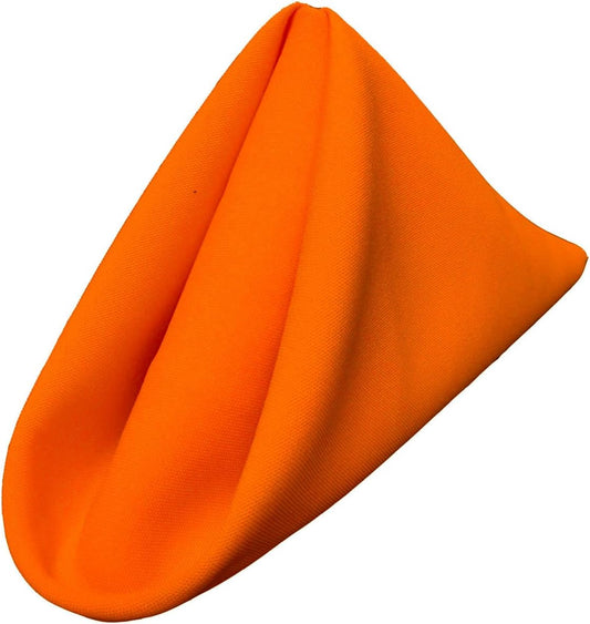 LA Linen 4-Pack Poly Blend Napkins - Soft, Washable, Stain & Wrinkle Resistant - Dinner & Party Napkins - 18x18 - Orange