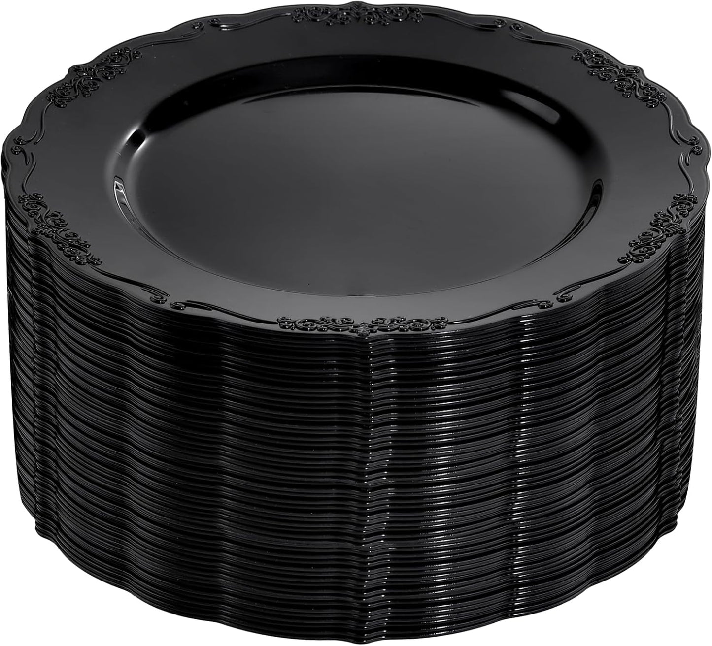 DaYammi 60PCS Black Plastic Plates, Heavy Duty Black Disposable Plates Premium 10inch Dinner Platos Hard Plastic Platos Disposable for Party and Wedding Bridal Shower
