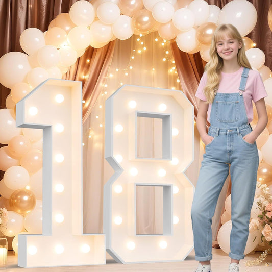 Ledido 4FT Marquee Light Up Numbers 18, Marquee Numbers 4 Feet Tall for Birthday, Anniversary,Graduation Party Decorations,Big 18th Birthday Number for Party Decor,Warm White Large Lighted Number 18