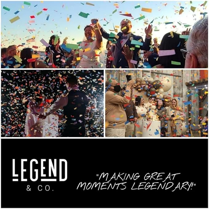 Legend & Co. 12 inch Confetti Cannons Multicolor | Biodegradable Confetti & Air Powered | Launches 20-25ft | Celebrations, New Year's Eve, Birthdays and Weddings (5 Pack)
