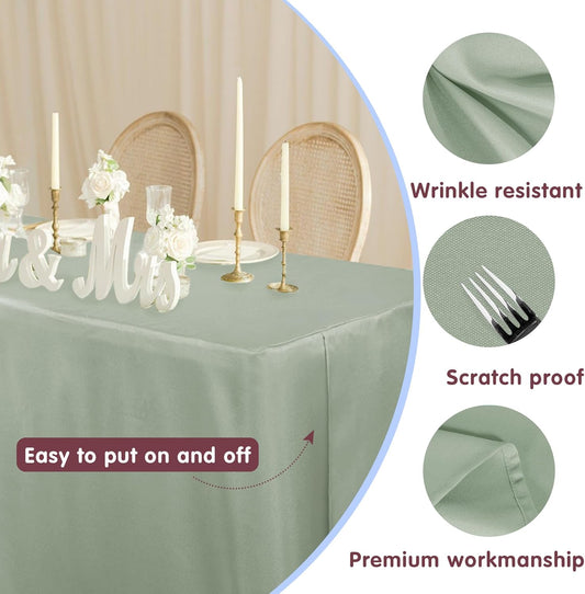 HolidayIdeas 2 Pack Fitted Tableclothes - 48 x 24 Inch - Rectangle Tablecloths for 4 Foot Tables, Polyester Fabric Table Covers for Parties, Holiday Dinner, Trade Show (Sage Green)