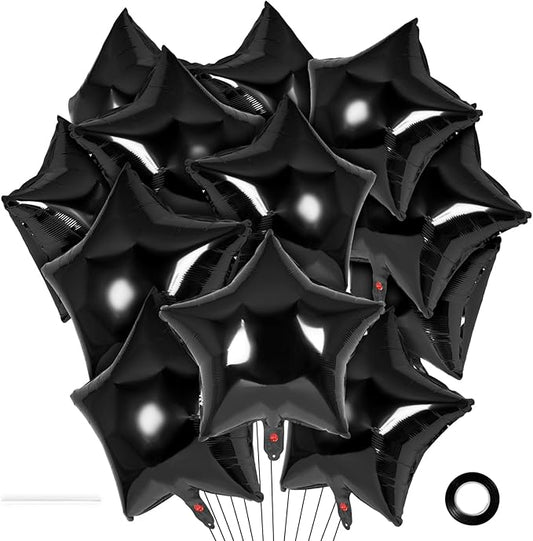 20 Pcs Star Balloons,18 Inch Black Star Foil Balloons,Stars Shaped Balloon Mylar Helium Balloon for Birthday Party Anniversary Wedding Baby Shower Decorations (Black)