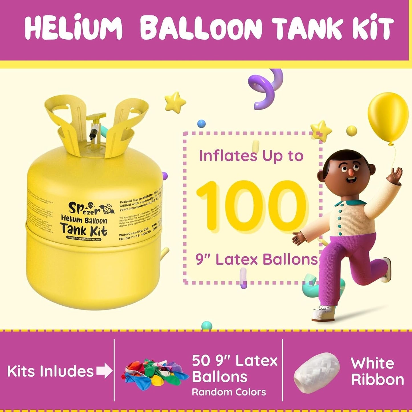 22L Helium Tank For Balloons At Home Up To 100 Latex Balloons(1 Tank)