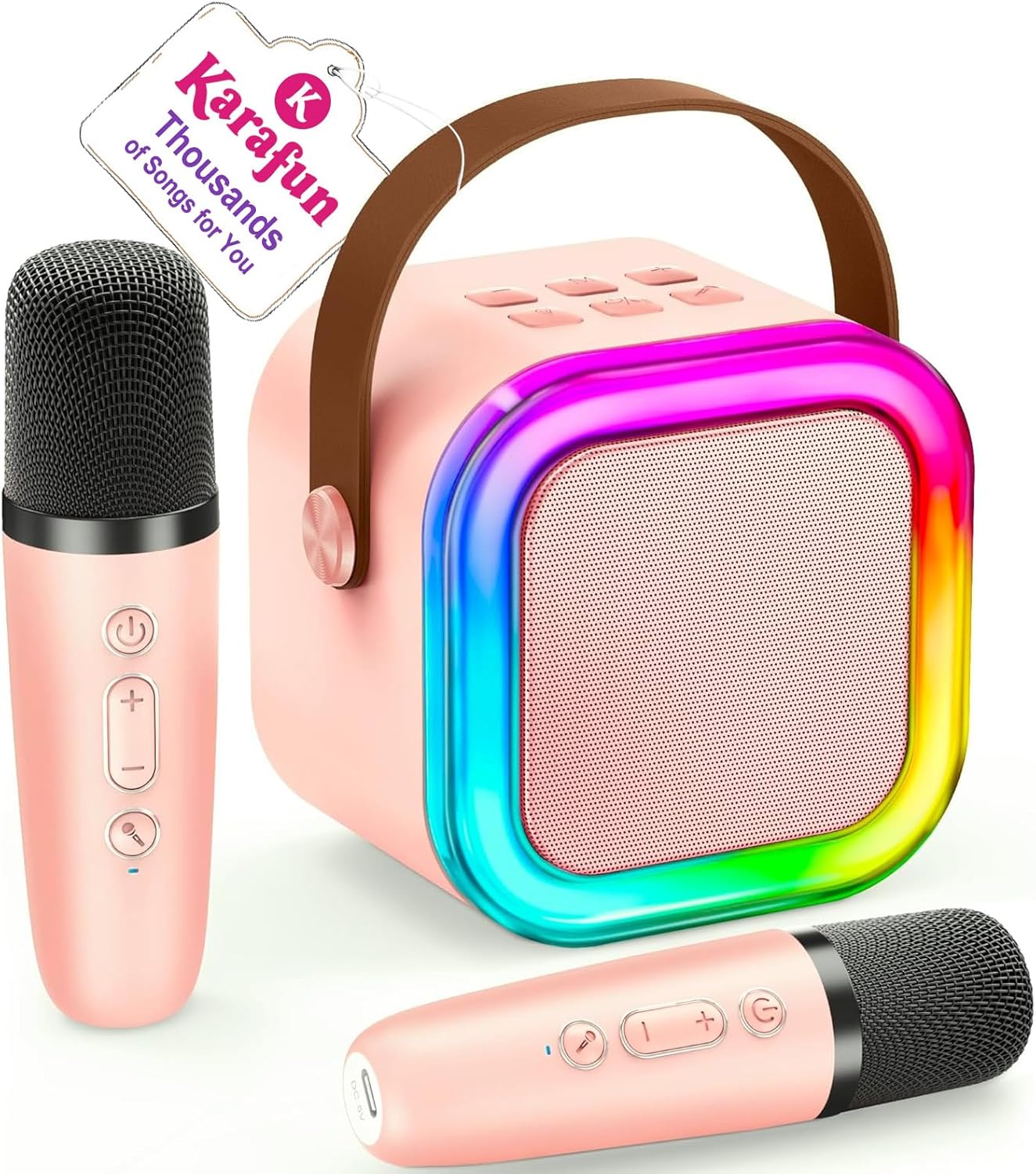 Mini Karaoke Machine for Kids, 2025 TOP Toys Christmas Birthday Gifts Ideas for Girls Ages 4, 5, 6, 7, 8, 9, 10, 12+ Years Old, Portable MP3 Player with 2 Wireless Mics for Party