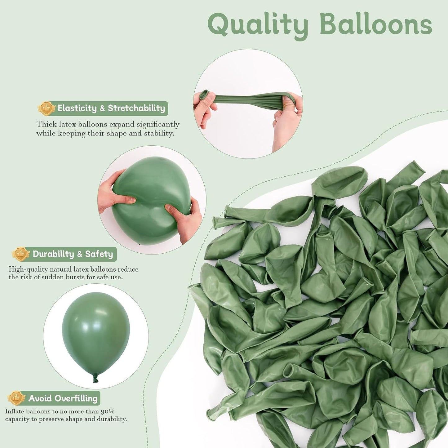 Sage Green Balloons, 60 pcs 12 Inch Thickened Latex Balloons for Birthday Party Decoration, Wedding, Baby Shower, Anniversary, Themed Parties Decorations and Balloon Garlands