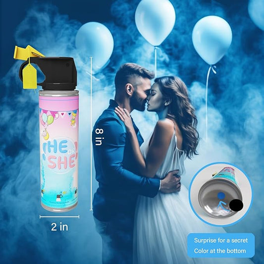 0.44Lb Gender Reveal Fire Extinguisher, Gender Reveal Smoke Bombs, 100% Biodegradable Corn Powder, Smoke Cannons Set Party Supplies For Celebrations and Parties (0.22Lb Per Bottl 1 Blue & 1 Pink)