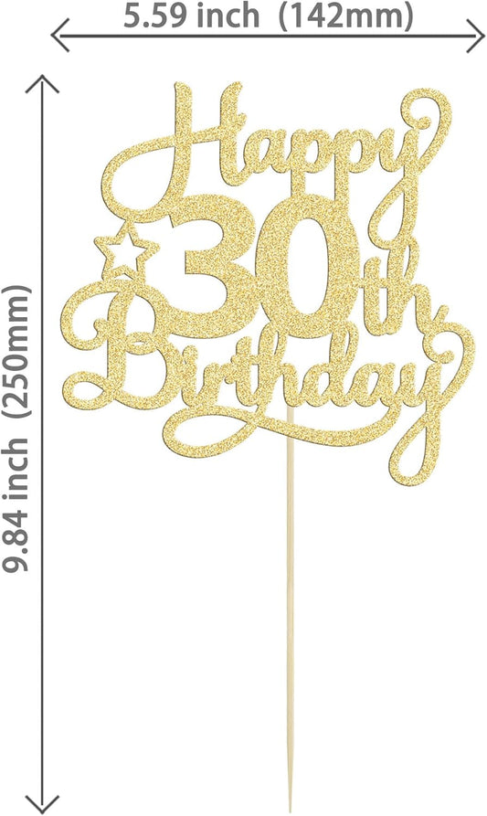 1 Pack Happy 30th Birthday Cake Topper Gold Glitter 30 & Fabulous Cheers to 30 Years Old 30th Birthday Cake Pick for Celebrating 30th Birthday Anniversary Party Cake Decorations Supplies