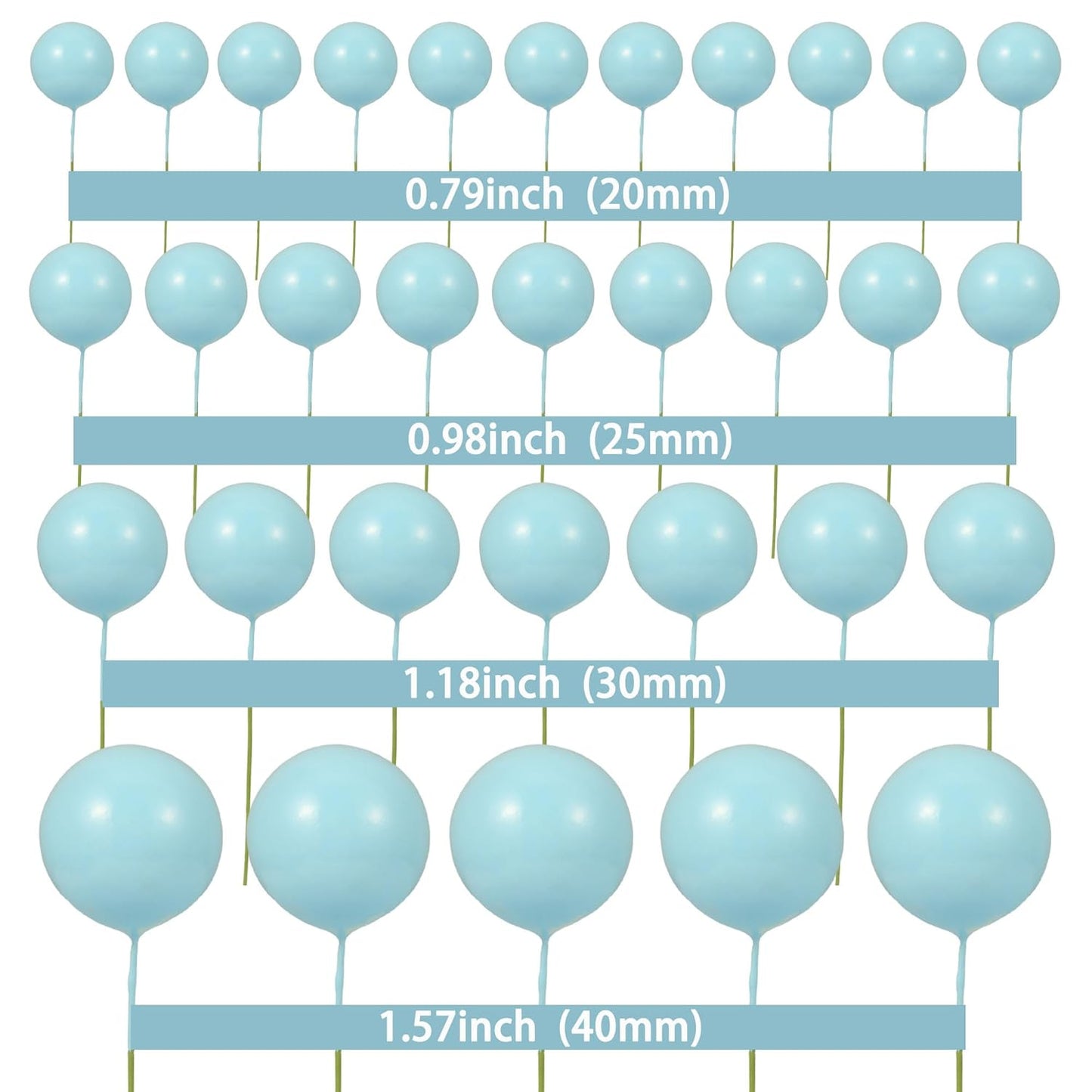 Gyufise 30Pcs Balls Cake Topper DIY Cake Insert Toppers Ball Cake Picks Cupcake Topper for Birthday Party Baby Shower Wedding Cake Decoration Blue