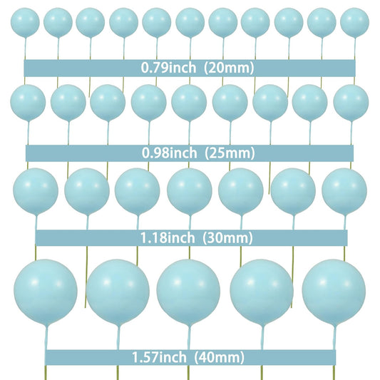 Gyufise 30Pcs Balls Cake Topper DIY Cake Insert Toppers Ball Cake Picks Cupcake Topper for Birthday Party Baby Shower Wedding Cake Decoration Blue